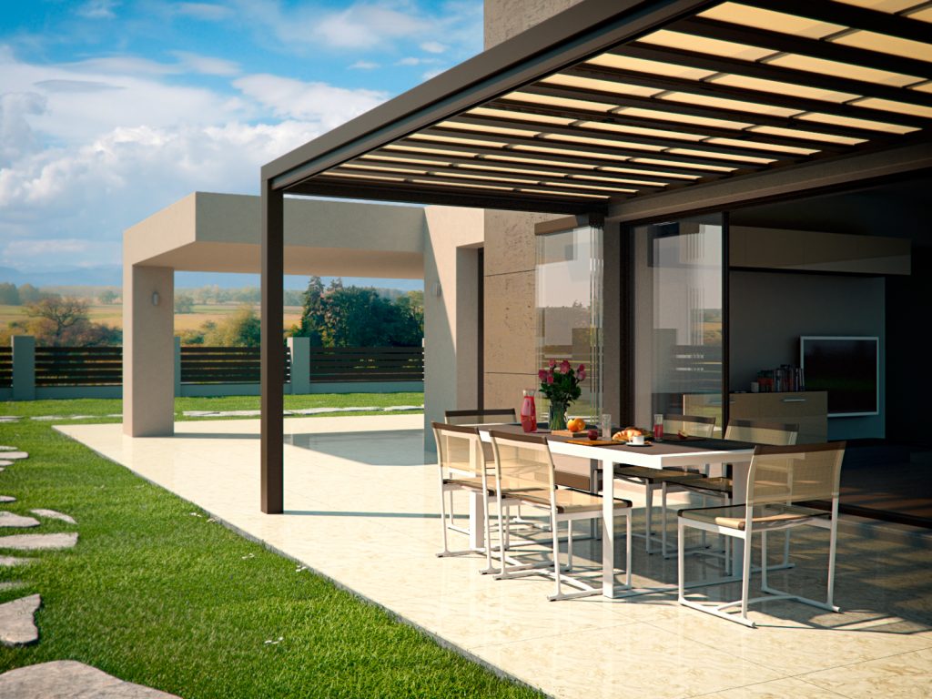 modern pergola attached to house